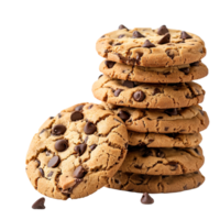 stack of chocolate chip cookies, isolated on a transparent background png