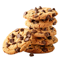 stack of chocolate chip cookies, isolated on a transparent background png