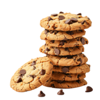 stack of chocolate chip cookies, isolated on a transparent background png