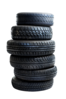 Stack of tires alone against transparent backdrop png