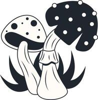Celestial Magic Mushroom Clipart. Mystical Esoteric Elements. Isolated on White Background. vector