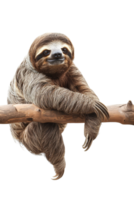sloth perched on a branch, all by itself against a transparent background png