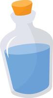 Magic Bottle Potion with Liquid. Isolated on White Background. Illustration in Cartoon Design Concept. vector