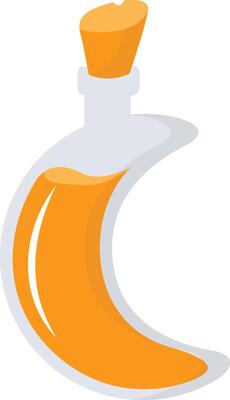 Magic Bottle Potion with Liquid. Isolated on White Background. Illustration in Cartoon Design Concept.