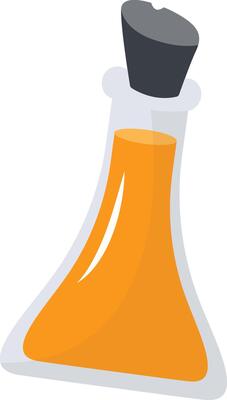 Magic Bottle Potion with Liquid. Isolated on White Background. Illustration in Cartoon Design Concept.