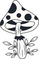 Celestial Magic Mushroom Clipart. Mystical Esoteric Elements. Isolated on White Background. vector