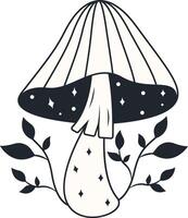 Celestial Magic Mushroom Clipart. Mystical Esoteric Elements. Isolated on White Background. vector