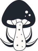 Celestial Magic Mushroom Clipart. Mystical Esoteric Elements. Isolated on White Background. vector
