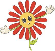 Groovy Hippie Psychedelic Character. Cartoon Illustration vector