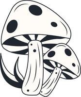 Celestial Magic Mushroom Clipart. Mystical Esoteric Elements. Isolated on White Background. vector
