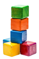 stack of colorful toy blocks, set against a transparent background png