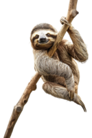 sloth perched on a branch, all by itself against a transparent background png