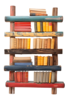 Vertical bookshelf alone against transparent backdrop png