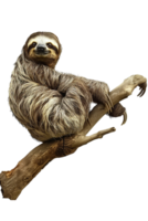 sloth perched on a branch, all by itself against a transparent background png