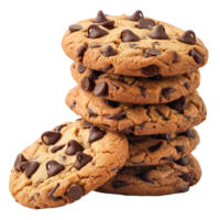 stack of chocolate chip cookies, isolated on a transparent background png