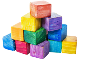 stack of colorful toy blocks, set against a transparent background png