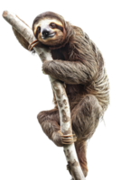 sloth perched on a branch, all by itself against a transparent background png