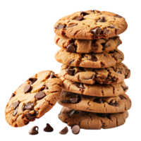stack of chocolate chip cookies, isolated on a transparent background png