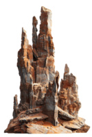 Spike rock formation, isolated against a transparent background png