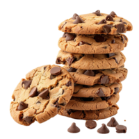 stack of chocolate chip cookies, isolated on a transparent background png