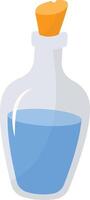 Magic Bottle Potion with Liquid. Isolated on White Background. Illustration in Cartoon Design Concept. vector