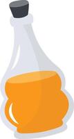 Magic Bottle Potion with Liquid. Isolated on White Background. Illustration in Cartoon Design Concept. vector