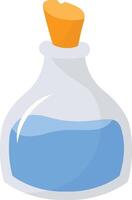 Magic Bottle Potion with Liquid. Isolated on White Background. Illustration in Cartoon Design Concept. vector