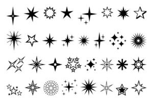 Star icon. Premium quality, favorite shiny and sparkle pictogram, blink glitter and glowing symbol. Night sky decorative boho elements isolated set. Cosmic celestial bodies of different shape vector