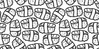 sushi pattern background. Seamless sushi pattern. Japanese food seamless pattern. sushi doodle illustration. Japanese rice balls seamless pattern background. vector
