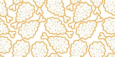 fried chicken seamless pattern background. doodle fried chicken pattern background. Fried chicken doodle pattern. fast food background. Chicken leg seamless pattern. Chicken drumstick pattern vector