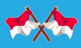 Two Crossed Indonesian Flags on a Blue Background Happy Indonesian Independence Day vector