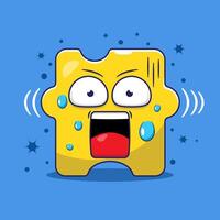 Cartoon illustration of shocked face with sweat pouring. puzzle character cartoon with simple color inside. puzzle character icon illustration concept vector