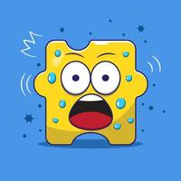Cartoon character with puzzle shapes icon illustration. flat design cartoon with shocked expression suitable for icon, mascot, symbol. Flat design puzzle character concept vector