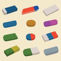 collection of erasers with various shapes and colors vector