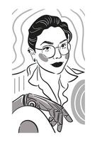Stylized portrait depicting a person with technological visual effects and artistic elements, innovation. Bionic hand. Prosthesis, inclusivity vector