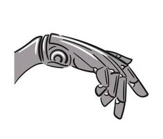 Illustration of a futuristic robotic hand with detailed artistic elements and design. Stylized artistic elements, innovation. Bionic hand. Prosthetics, inclusion vector