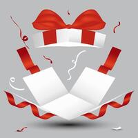 open white box, with red ribbon vector