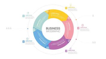 Infographic circle arrow template for business. Modern Timeline 5 options step, digital marketing data, presentation infographics. vector