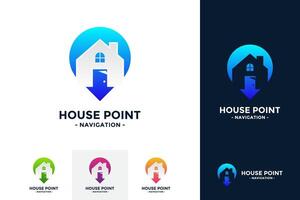 House point logo . Pin icon with home combination. Creative gps map point location symbol concept. vector