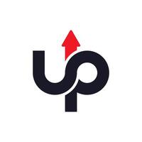 Logo Template Design Concept. Letter U and P logo with arrow combination. vector