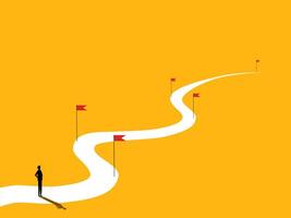 Planning, Strategy, Business Project. Businessman standing at the beginning of the road path vector