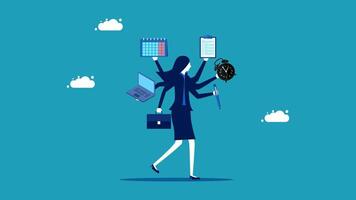 businesswoman with multiple tasks and multiple heads vector