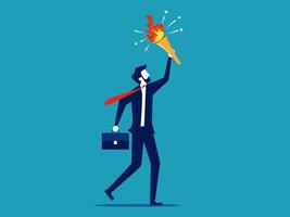 businessman with torch and briefcase holding a burning torch vector
