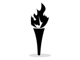 a black and white image of a torch with flames vector