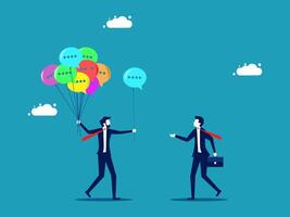two businessmen with balloons and speech bubbles vector