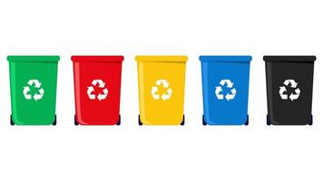 four colorful trash cans with different colors vector