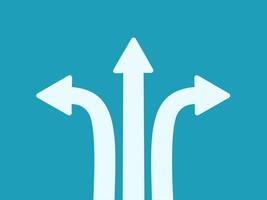 a white arrow pointing to three different directions vector