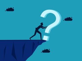 businessman on cliff with question mark vector