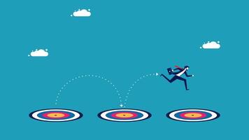 businessman jumping over the target in the center of the bulls vector