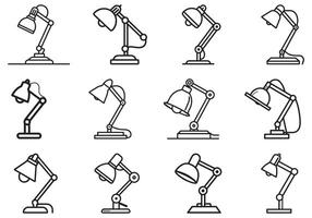 Table lamp light icon outline bright bulb design. vector